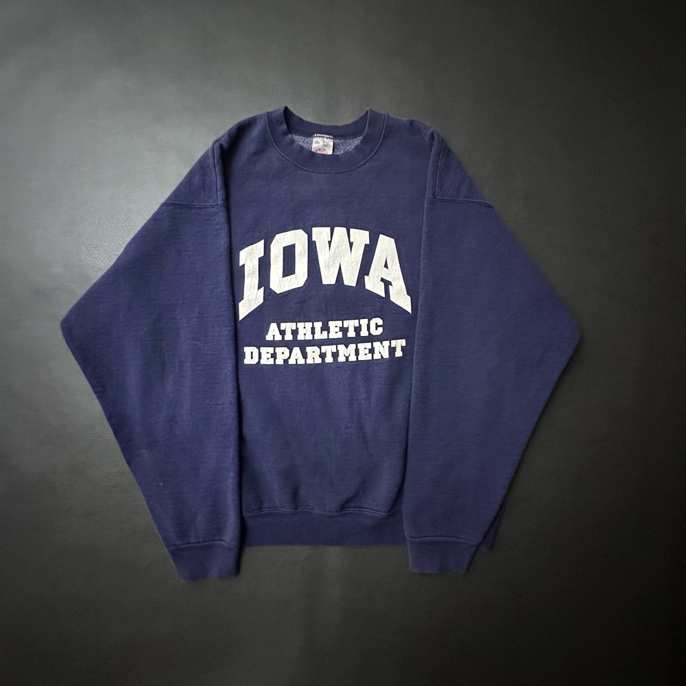 Vtg 1990s Iowa Athletics Sweatshirt Mens XL Blue Baggy Sports Faded Made in USA